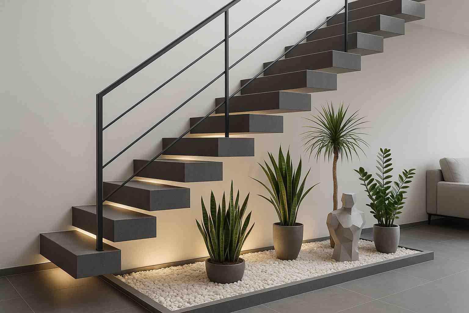 Ideias criativas para jardim de inverno embaixo da escada