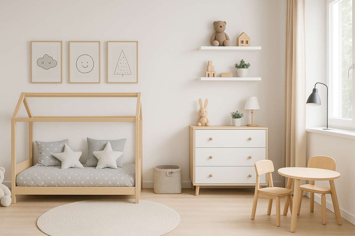 Decoração de quarto infantil com estilo escandinavo