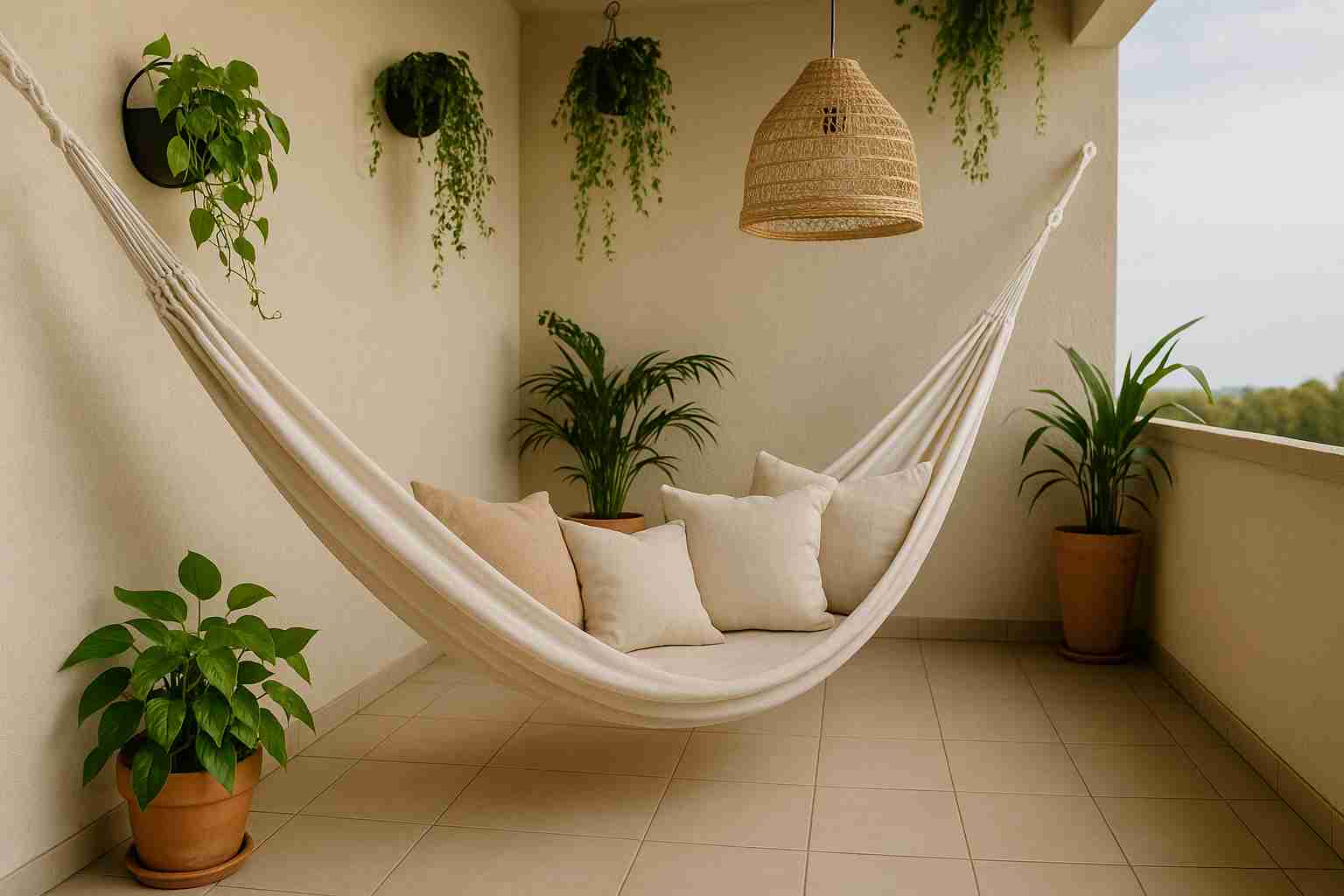 Redes e cadeiras suspensas: conforto e estilo para varandas