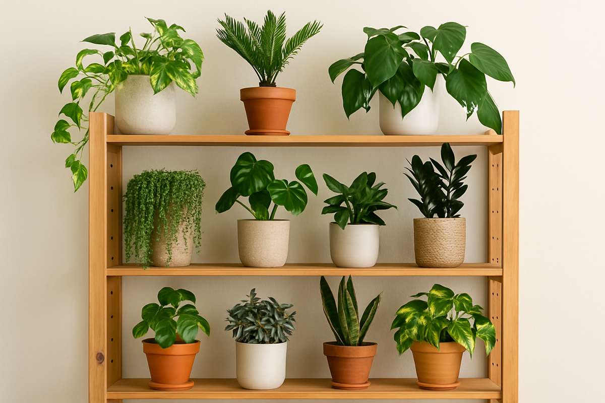 Como decorar estantes com plantas