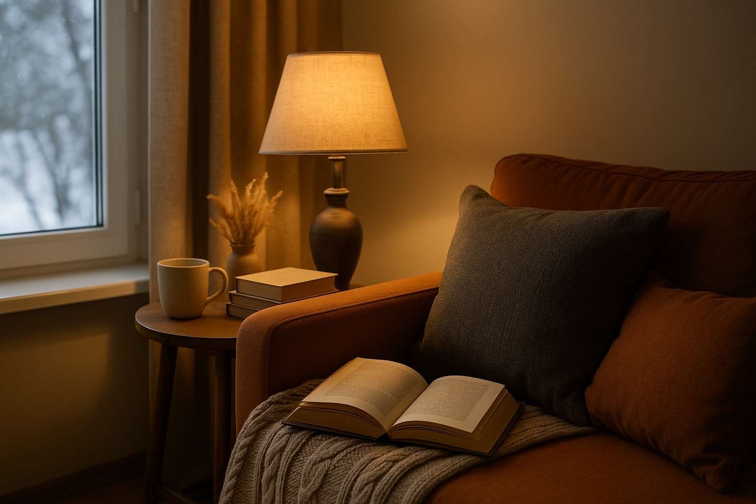 Como criar um espaço de leitura aconchegante no inverno