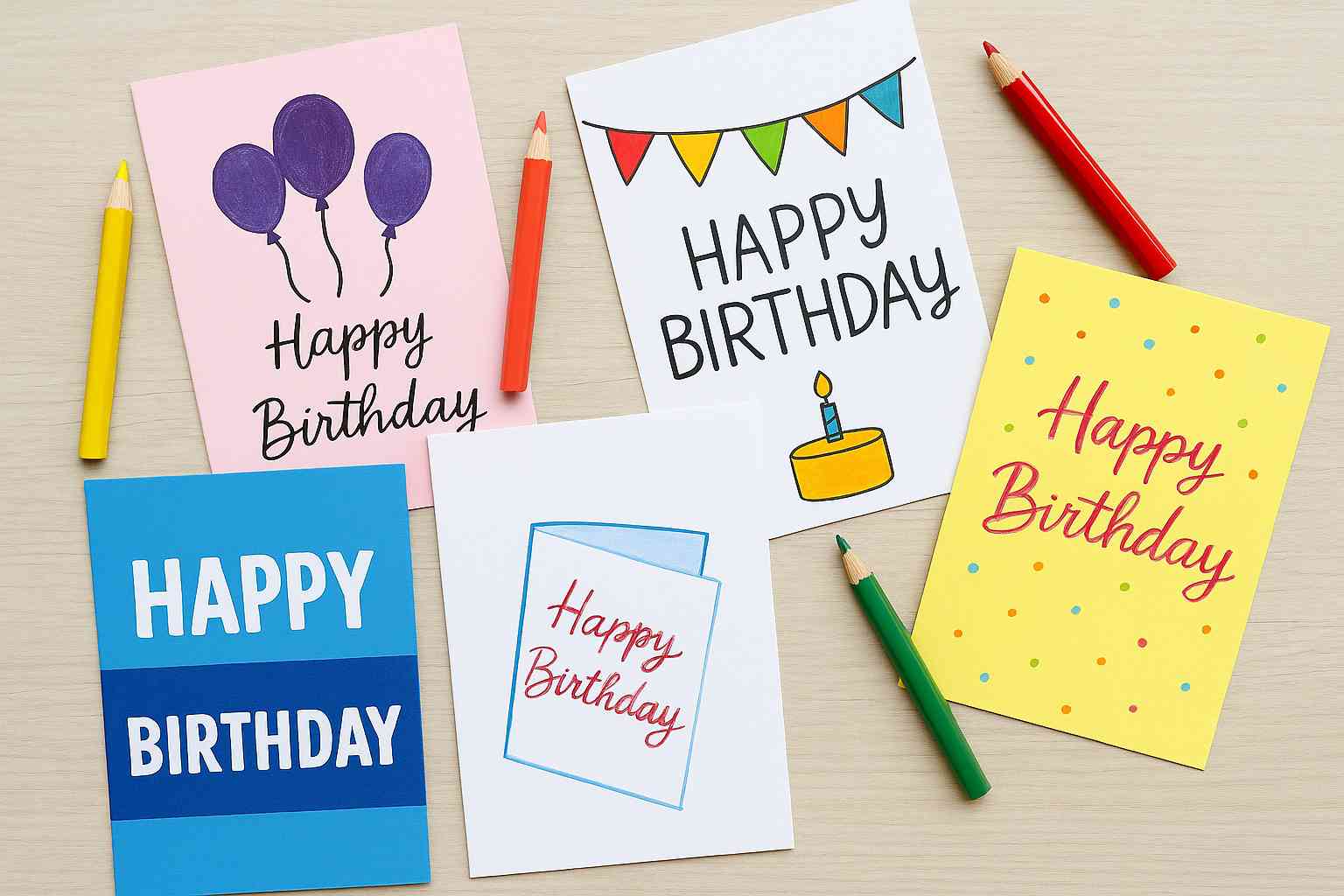 Cartão de aniversário para imprimir fácil e rápido em casa