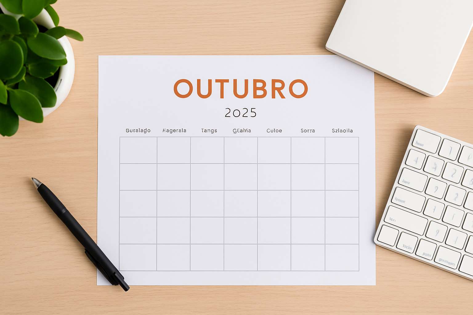 Planner outubro 2025 para imprimir grátis e organizar sua rotina
