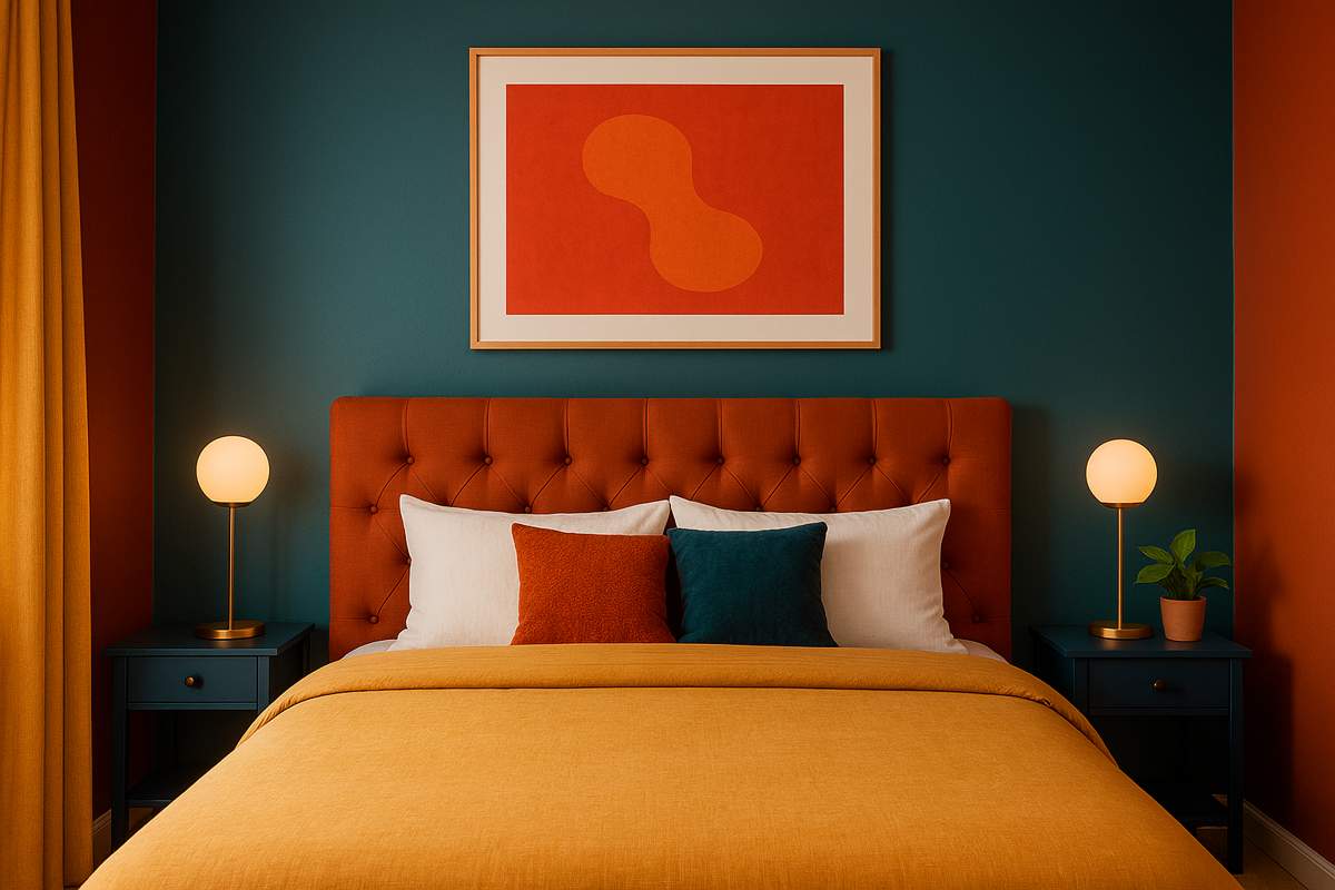 Quarto de casal com cores fortes: como usar sem pesar