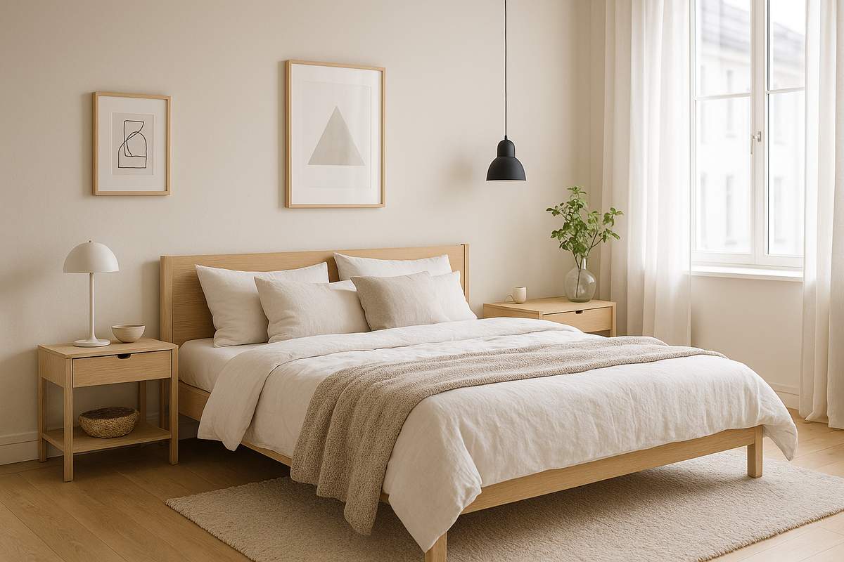 Quarto de casal estilo escandinavo: como reproduzir