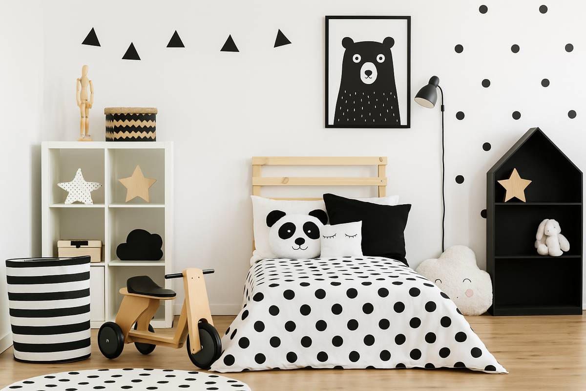 Quarto preto e branco infantil: tendência e como usar