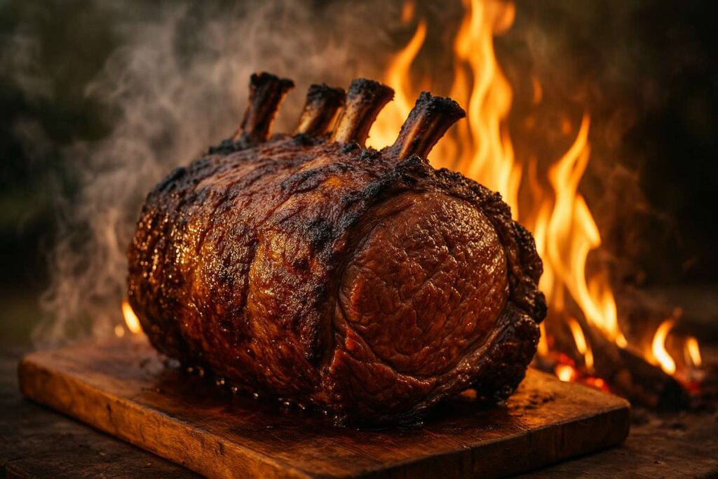 Costela suculenta servida com molho barbecue e chope gelado — o sabor autêntico do churrasco mineiro. Foto: imagem gerada por IA