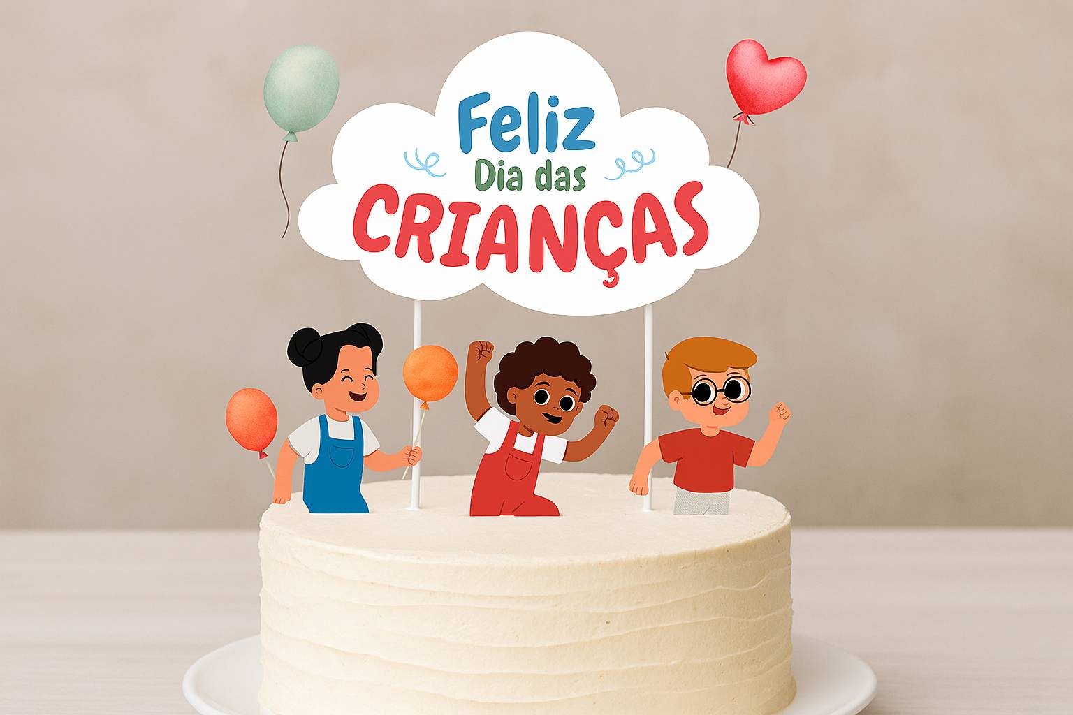 Topo de bolo Feliz Dia das Crianças para imprimir grátis