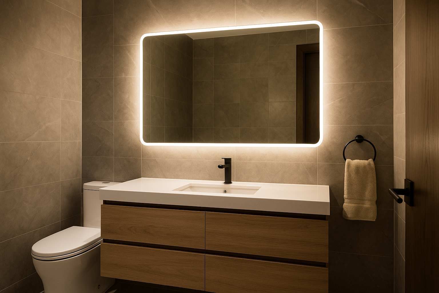 Espelho de banheiro com LED: charme e sofisticação