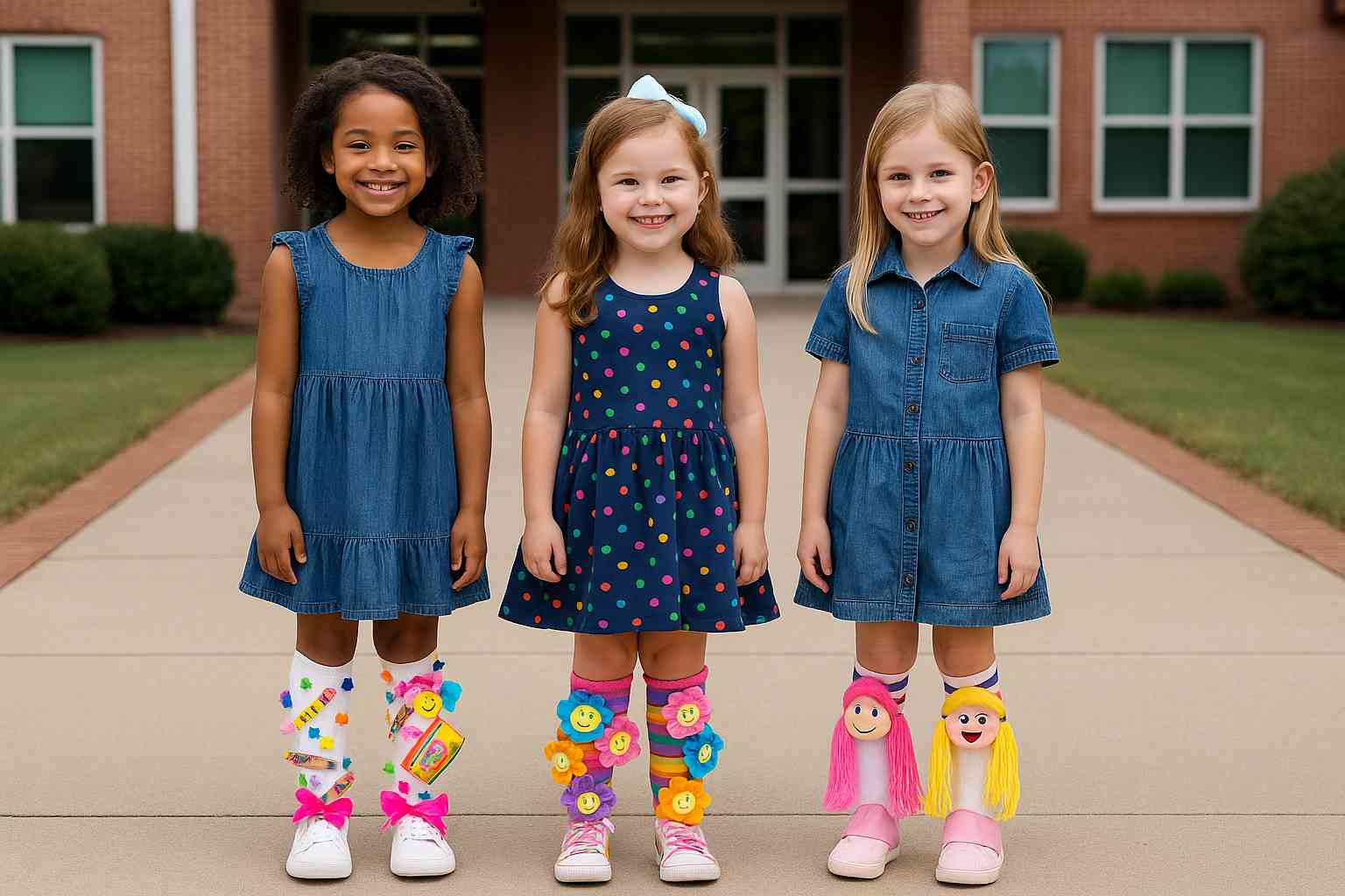 Modelos divertidos de meia maluca feminina para escola