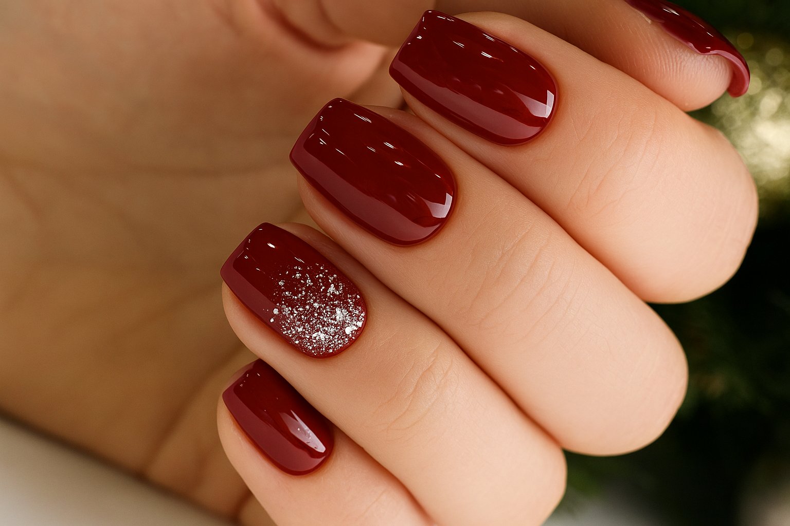Unhas com glitter que combinam com a ceia de Natal