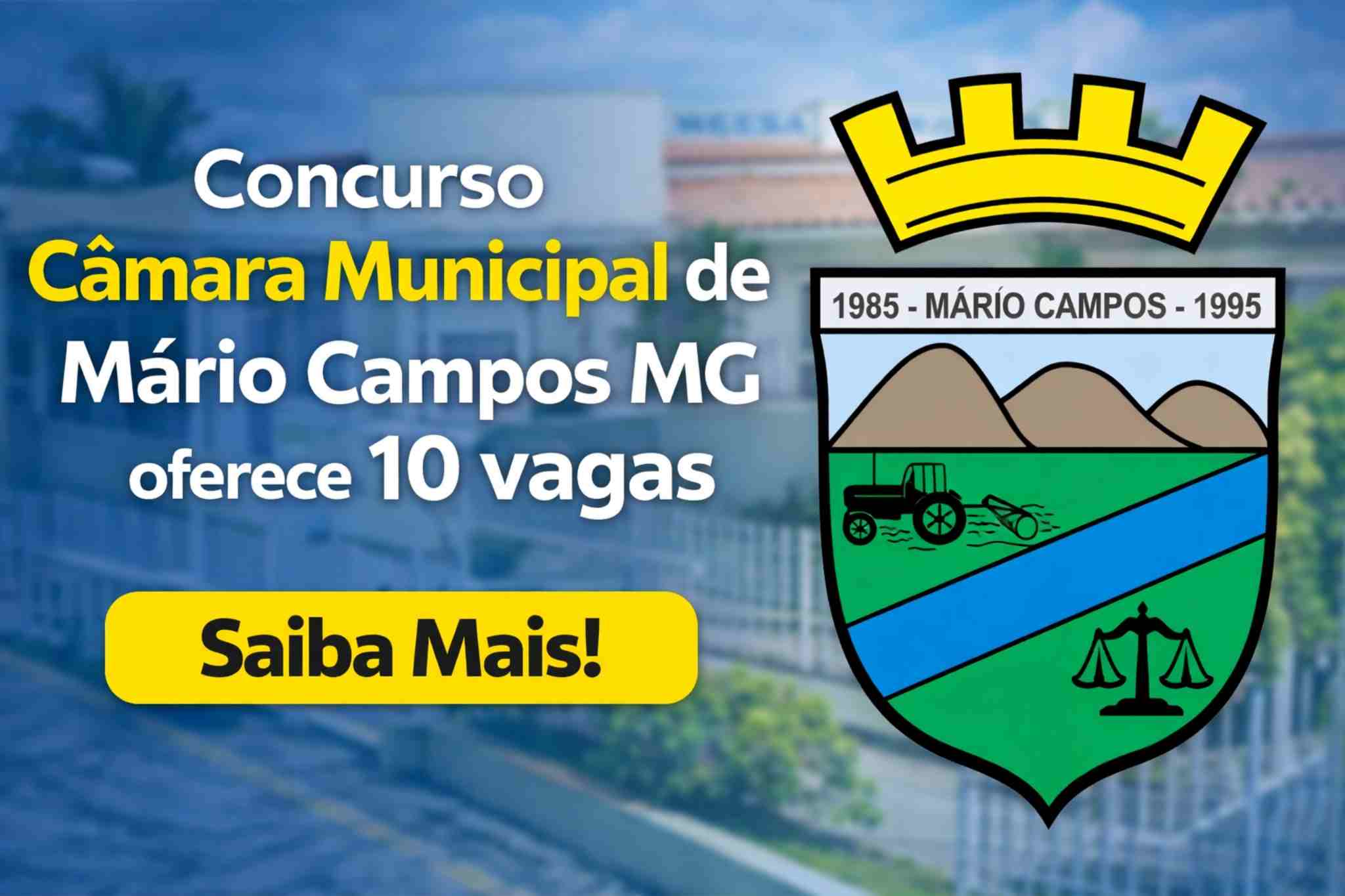 Concurso Câmara Municipal de Mário Campos MG oferece 10 vagas