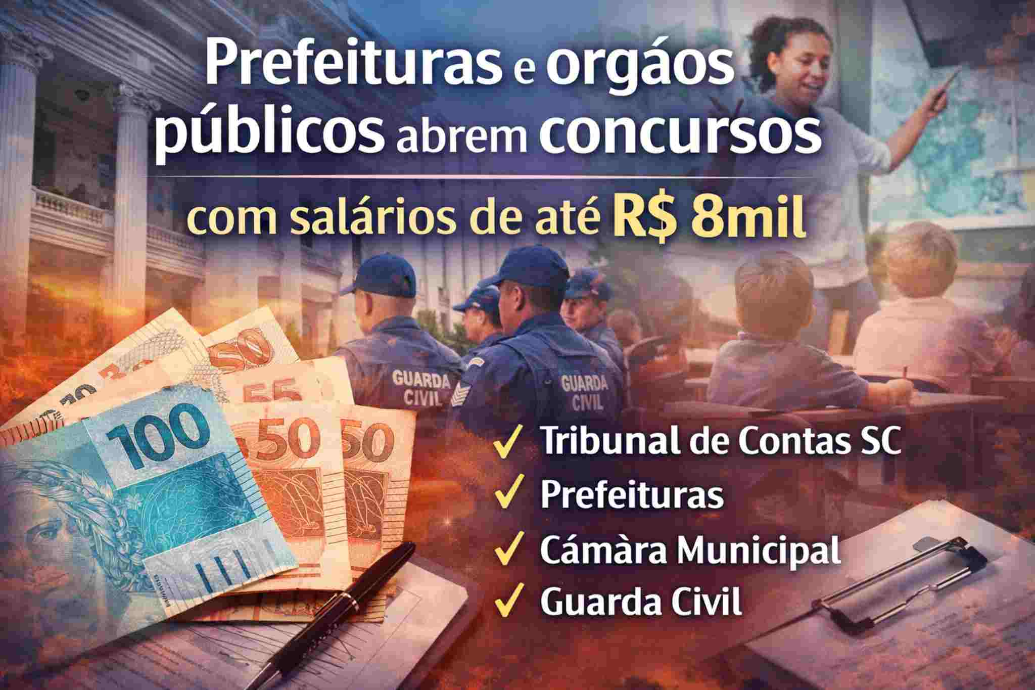 Prefeituras publicam editais com salários de até R$ 8mil
