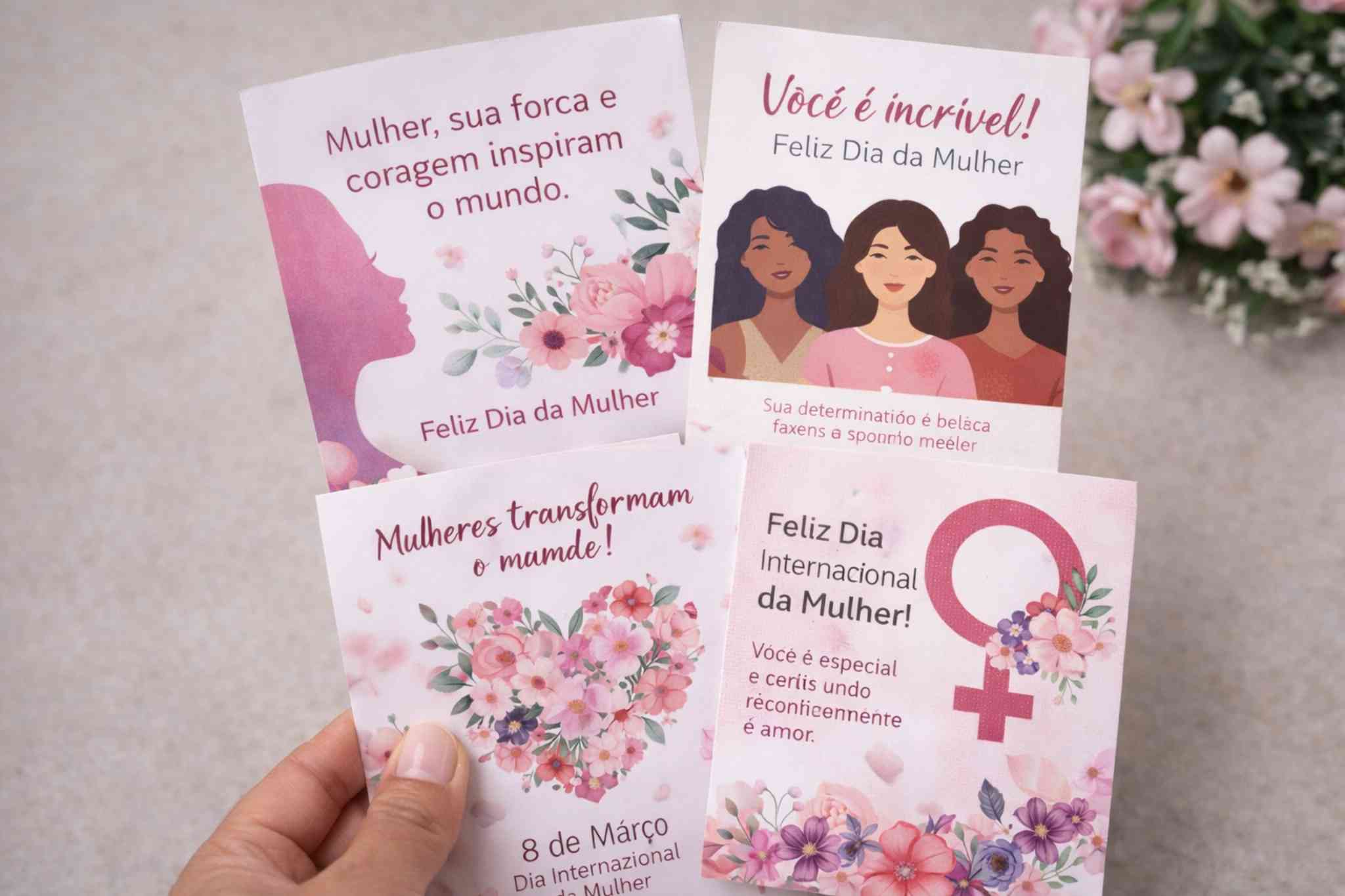 Cartão com mensagem para o Dia da Mulher: modelos para imprimir
